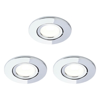 3 Pack of Ruva Fire Rated LED IP65 Downlight,  Chrome