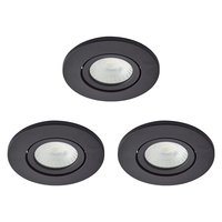 3 Pack of Ruva Fire Rated LED IP65 Downlight,  Satin Black