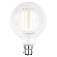 6W LED BC B22 Vintage Filament Large Globe Bulb,  Clear