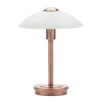 Archie Touch Lamp,  Antique Brushed Copper and Alabaster