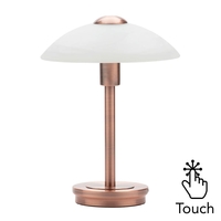 Archie Touch Lamp,  Antique Brushed Copper and Alabaster