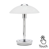 Archie Touch Lamp,  Chrome and Alabaster