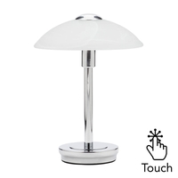 Archie Touch Lamp,  Chrome and Alabaster