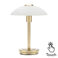 Archie Touch Lamp,  Satin Brass and Alabaster