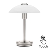 Archie Touch Lamp,  Satin Nickel and Alabaster
