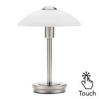 Archie Touch Lamp,  Satin Nickel and Alabaster