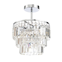 Aurora 3 Light Crystal Bar Semi Flush Ceiling Light,  Chrome