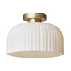 Binita Glass Ribbed Flush Ceiling Light,  Opal & Brass