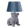 Boris Bulldog Flock Table Lamp with Velvet Shade,  Grey