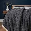 Cable Knit Throw with Sherpa Backing,  Charcoal