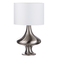 Caen Spun Table Lamp with White Shade,  Satin Nickel