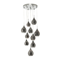 Carmella Cluster Ceiling Pendant with Smoked and Frosted Shades,  Satin Chrome