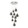 Carmella Cluster Ceiling Pendant with Smoked and Frosted Shades,  Satin Chrome