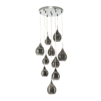 Carmella Cluster Ceiling Pendant with Smoked and Frosted Shades,  Satin Chrome