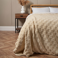 Checkerboard Throw with Sherpa,  Natural