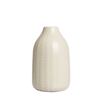 Chevron Ceramic Vase,  Cream