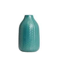 Chevron Ceramic Vase,  Green