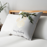 Christmas Bauble Cushion With Foil Design,  Gold and Natural