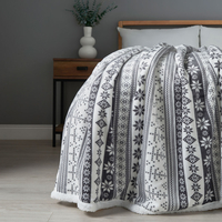 Christmas Fairisle Throw with Sherpa Back,  Grey
