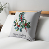 Christmas Holly Print Cushion,  Natural