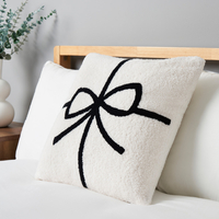 Christmas Present Bow Tufted Cushion,  White
