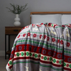 Christmas Stag Stripe Throw with Sherpa,  Red & Green
