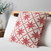 Christmas Traditional Snow Flake Reversible Cushion,  Red