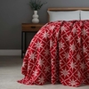 Christmas Traditional Snow Flake Reversible Throw,  Red