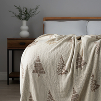 Christmas Tree Reversible Throw,  Natural and Beige