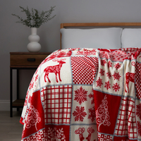 Christmas Winter Patchwork Throw,  Red and White