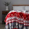 Christmas Winter Snow Throw,  Red and Grey