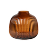 Cognac Ribbed Glass Vase,  Amber