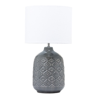 Cosgrove Patterned Ceramic Table Lamp,  Dark Grey