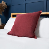 Cotton Cushion with Frayed Edge,  Burgundy