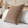 Cross Stitch Quilted Cushion,  Taupe