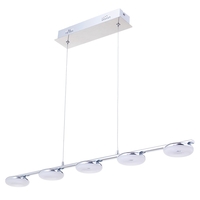 Cyan 5 Light LED Diner Pendant Bar,  Chrome