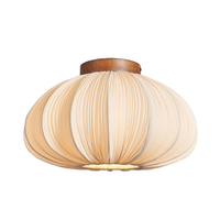 Daisy Pleated Shade Semi Flush Ceiling Light,  Wood
