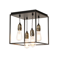 Dexter Industrial Style Box Flush Ceiling Light,  Black