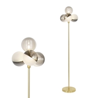 Emile Floor Lamp with Smoked and Opal Glass Shades,  Satin Brass