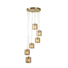 Farah Ceiling Pendant Light with Champagne Glass Shades,  Satin Brass
