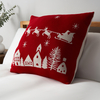 Father Christmas on Sleigh Reversible Cushion,  Red and White