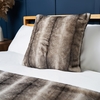 Faux Fur Cushion with Stripe,  Natural