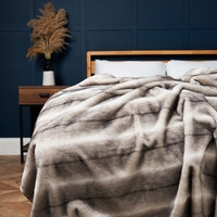 Faux Fur Throw with Stripe,  Natural