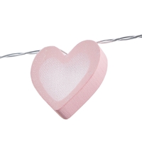 Glow LED Love Heart Wood String Lights,  Pink