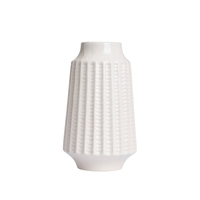 Grooved Ceramic Vase,  Cream