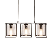 Hardy Cage Ceiling Pendant Bar with Bubble Glass Shades,  Matte Black