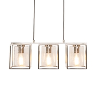 Hardy Cage Ceiling Pendant Bar with Bubble Glass Shades,  Satin Nickel