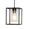 Hardy Cage Ceiling Pendant with Bubble Glass Shade,  Matte Black