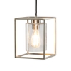 Hardy Cage Ceiling Pendant with Bubble Glass Shade,  Satin Nickel