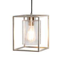 Hardy Cage Ceiling Pendant with Bubble Glass Shade,  Satin Nickel